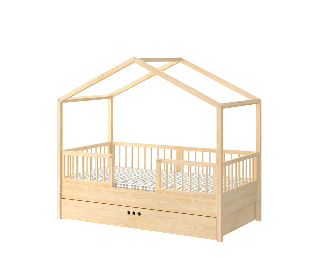 Dream Nest Hausbett 80x160 mit Rausfallschutz für Kinder
