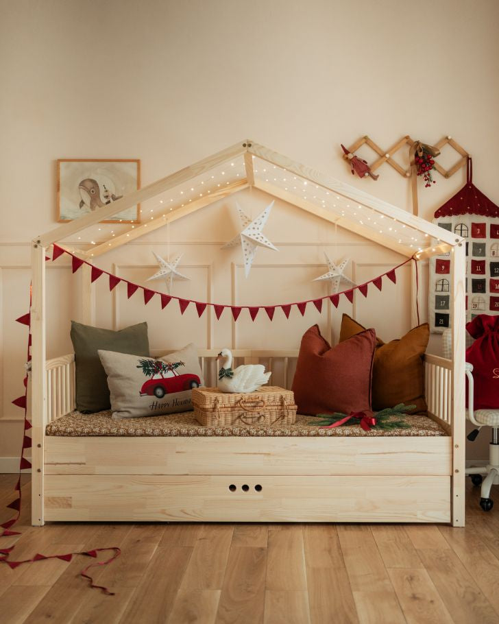 Dream Nest Hausbett 80x160 mit Rausfallschutz für Kinder