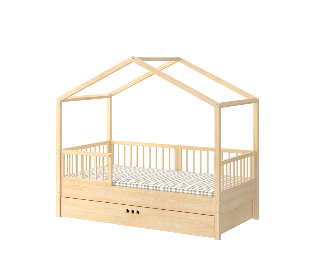 Dream Nest Hausbett 80x160 mit Rausfallschutz für Kinder