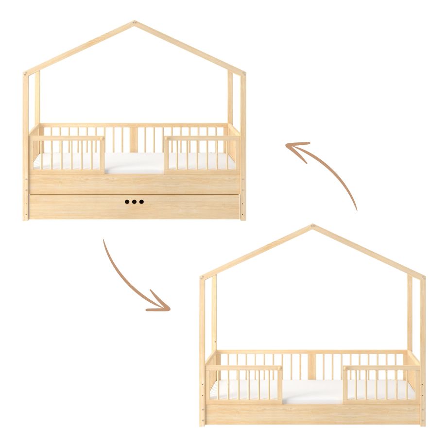 Dream Nest Hausbett 80x160 mit Rausfallschutz für Kinder
