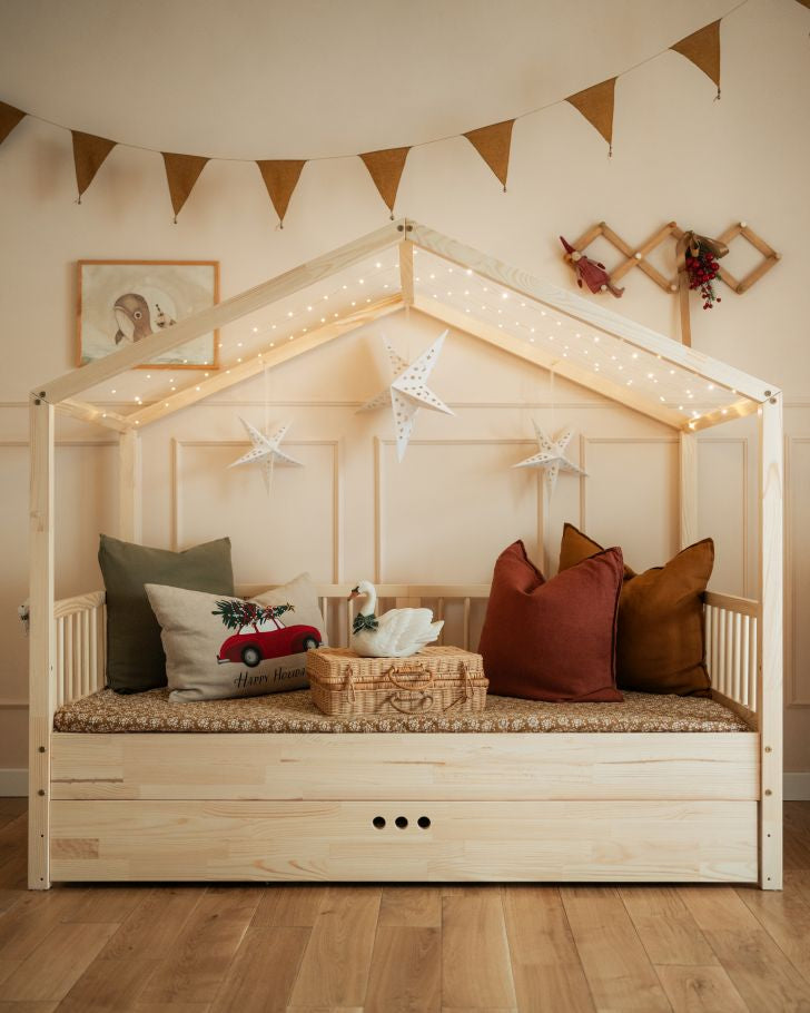 Dream Nest Hausbett 80x160 mit Rausfallschutz für Kinder