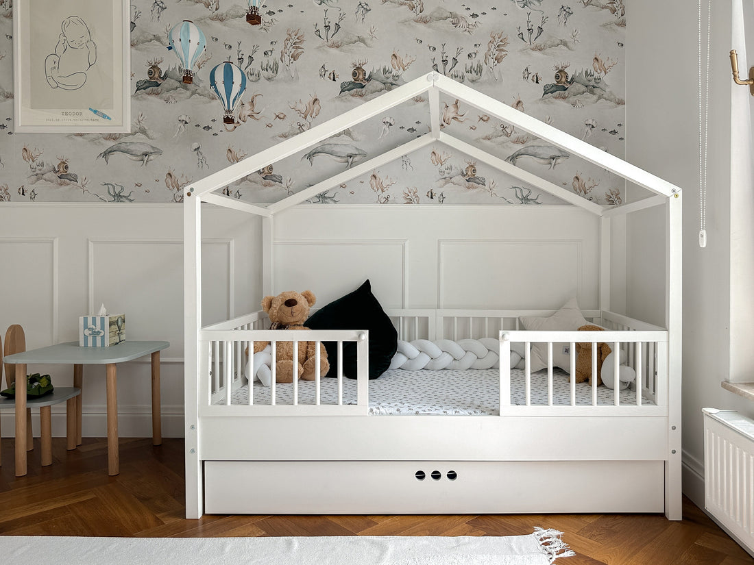 Dream Nest Hausbett 80x160 mit Rausfallschutz für Kinder