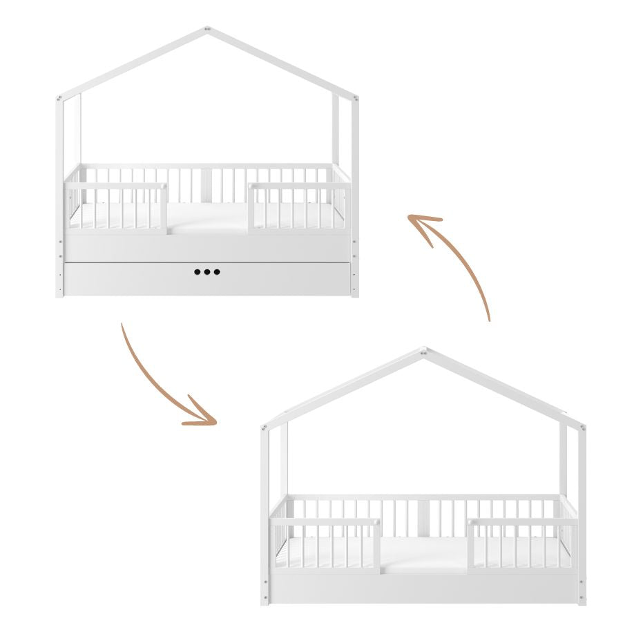 Dream Nest Hausbett 80x160 mit Rausfallschutz für Kinder