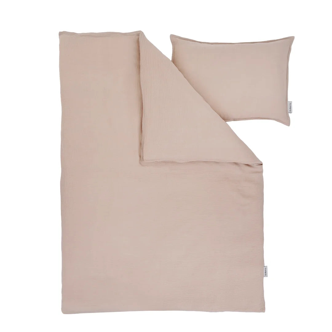 Bellamy Musselintuch Bettwäsche Set 2 teilig Sesame mit Füllung 100x135 cm für Babys und Kleinkinder, OEKO-TEX zertifizierte Baumwolle, hypoallergen und atmungsaktiv