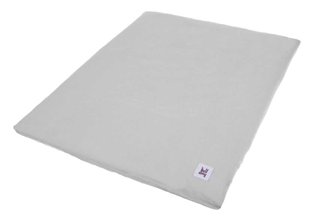 Bellamy Leinenstoff Wickelauflage mit Bezug und Handtuch in Stone Gray, OEKO-TEX zertifiziert, 75 x 55 cm, antibakteriell und hautfreundlich für Babys