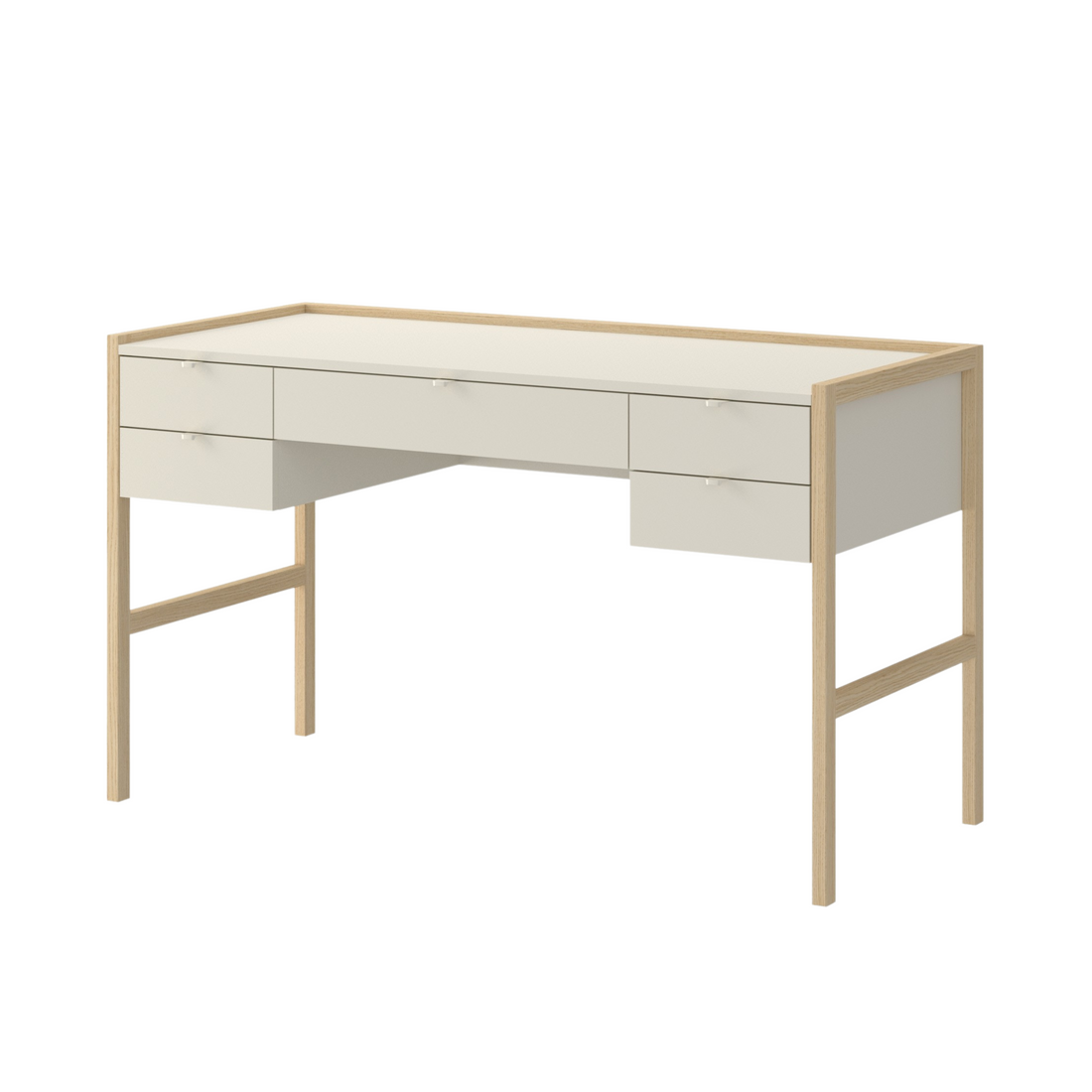 Bellamy Versa Jugendzimmer Schreibtisch in Latte mit breiter Arbeitsfläche und Buchenholzbeinen
