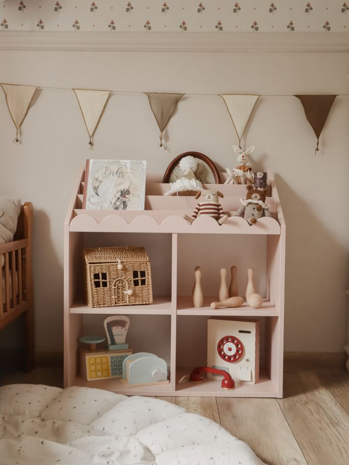Book Nook Kinderregal für Bücher und Spielzeug im Montessori-Stil