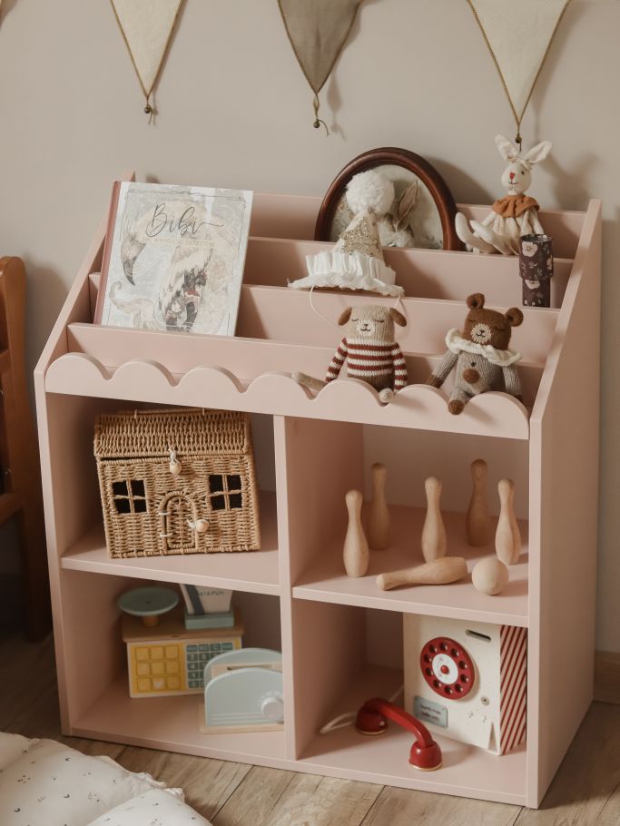 Book Nook Kinderregal für Bücher und Spielzeug im Montessori-Stil