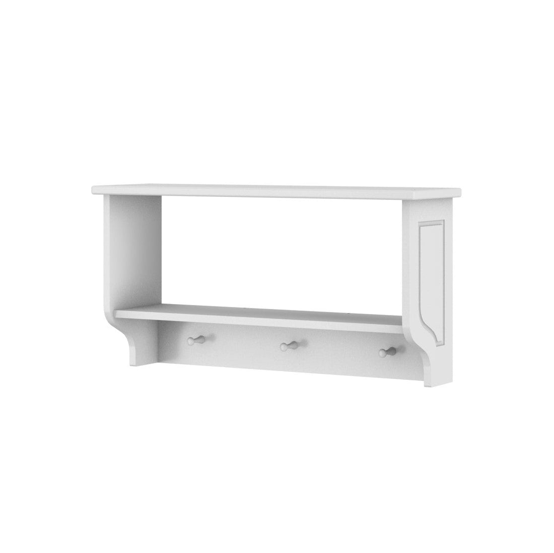 Elegantes weißes Wandregal Ines von Bellamy mit drei Haken für Kinderzimmer-Accessoires und Kleidung