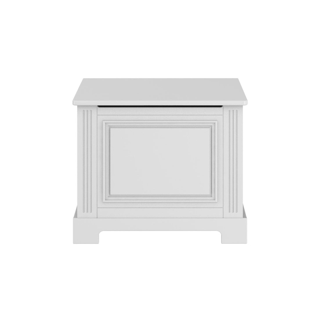 Elegante weiße Spielzeugkiste Ines von Bellamy, geräumige Aufbewahrungsbox mit sicherem Deckel für das Kinderzimmer, 68,2 x 56 x 50,2 cm