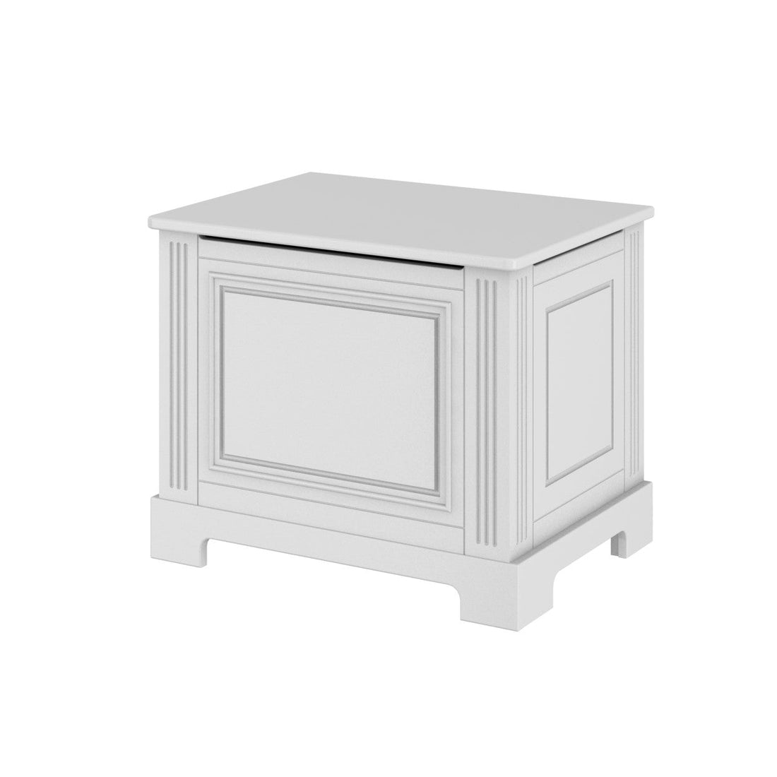 Elegante weiße Spielzeugkiste Ines von Bellamy, geräumige Aufbewahrungsbox mit sicherem Deckel für das Kinderzimmer, 68,2 x 56 x 50,2 cm