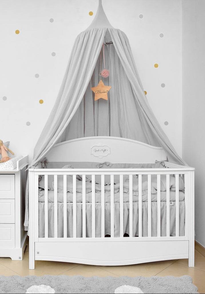 Bellamy Leinenbaldachin in Steingrau, OEKO-TEX zertifiziert, Ø 50 cm, 260 cm Länge, für das Kinderbett