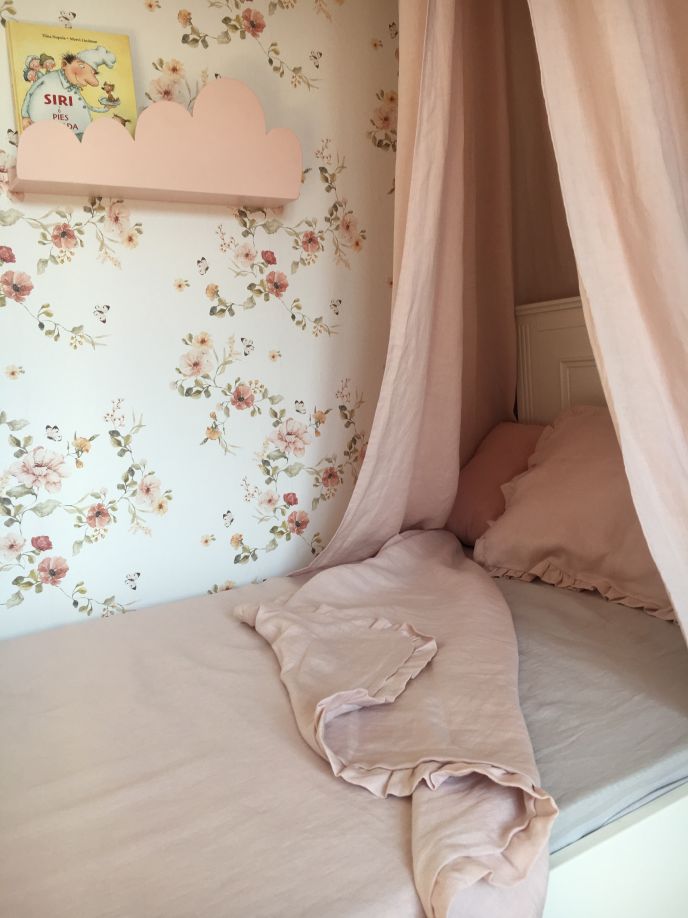 Bellamy Leinen-Baldachin in Dusty Pink, zartes Himmelszelt aus OEKO-TEX-zertifiziertem Leinen für das Kinderbett, 50 cm Durchmesser, 260 cm Länge