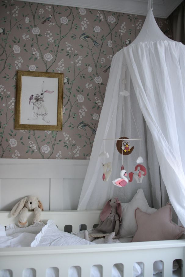 Bellamy Snowy White Leinen-Baldachin für Kinderbett, OEKO-TEX zertifiziert, 50 cm Durchmesser, 260 cm Länge, in Weiß