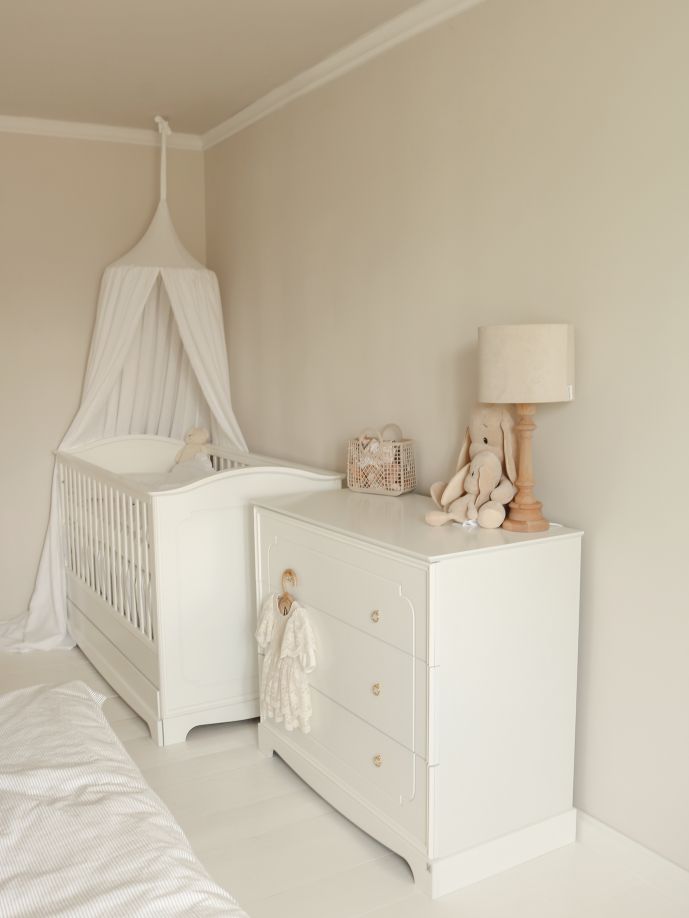 Bellamy Snowy White Leinen-Baldachin für Kinderbett, OEKO-TEX zertifiziert, 50 cm Durchmesser, 260 cm Länge, in Weiß