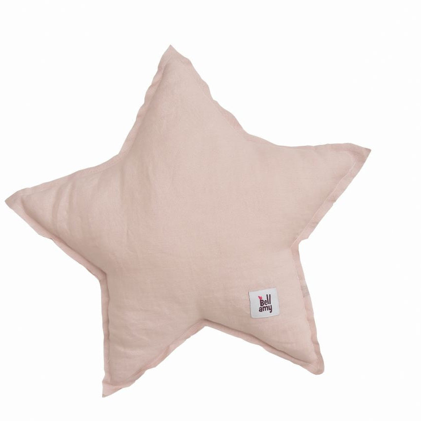 Bellamy Leinen-Kissen in Sternform, Dusty Pink, 50x50 cm, weiches, OEKO-TEX-zertifiziertes Naturleinen für Kinder