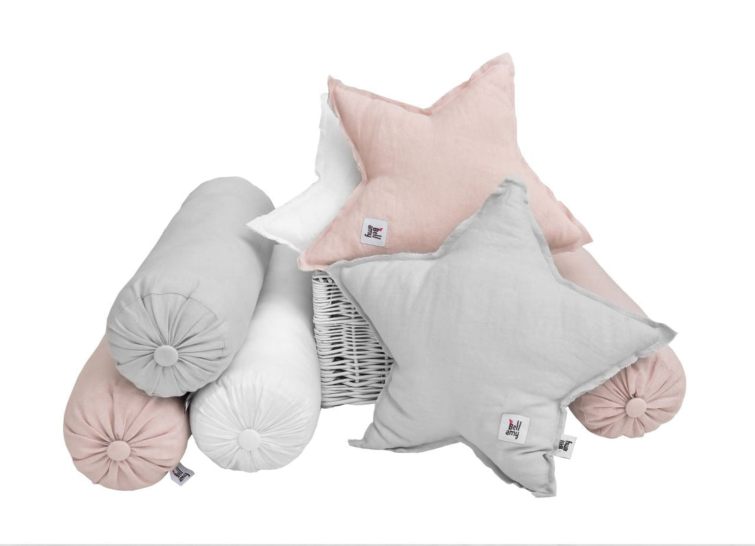 Bellamy Leinen-Kissen in Sternform, Dusty Pink, 50x50 cm, weiches, OEKO-TEX-zertifiziertes Naturleinen für Kinder