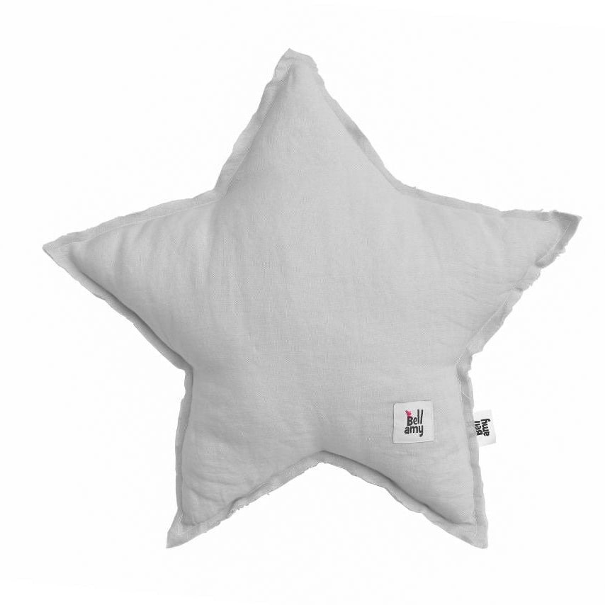 Bellamy Leinenkissen Sternchen in Steingrau (50x50 cm), OEKO-TEX zertifiziertes Naturleinen, antiallergisch und temperaturregulierend für den erholsamen Schlaf Ihres Kindes