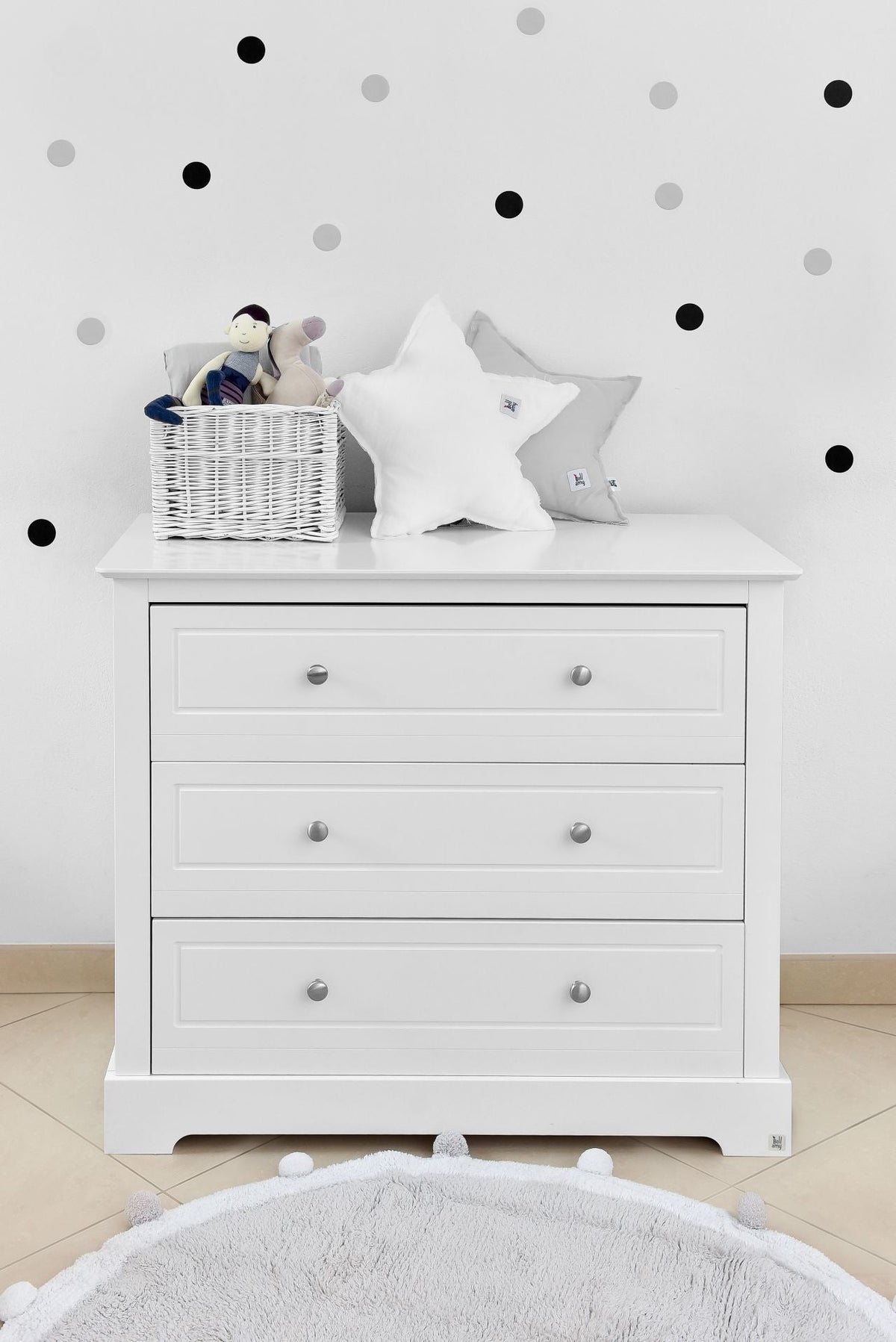 Bellamy Leinenkissen „Snowy White" mit Sternmotiv für Kinder, 50x50 cm, OEKO-TEX zertifiziert