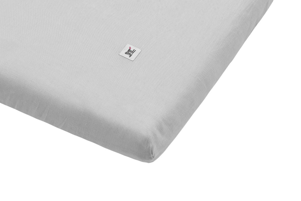 Bellamy Leinen-Spannbettlaken 60x120 cm in Steingrau für Babybetten, OEKO-TEX zertifiziert, hautfreundlich und atmungsaktiv