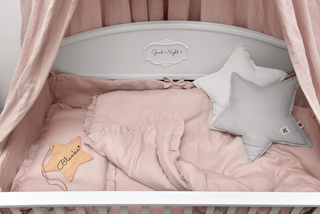 Bellamy Leinen-Spannbettlaken 70x140 cm in Dusty Pink, OEKO-TEX zertifiziert, atmungsaktiv und hautfreundlich für Babys und Kleinkinder