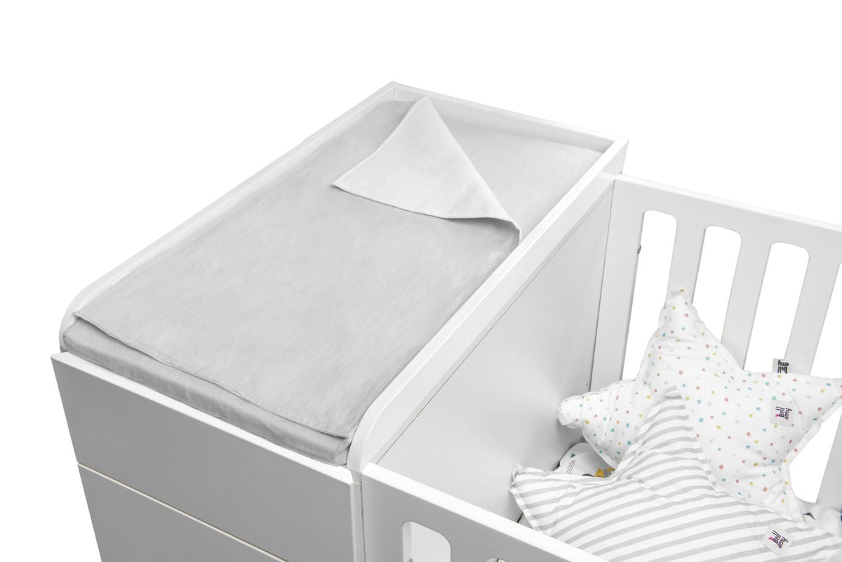 Bellamy Leinen-Wickelauflage für Kinderbett UP! in Steingrau, OEKO-TEX zertifiziert, 70x38x3 cm