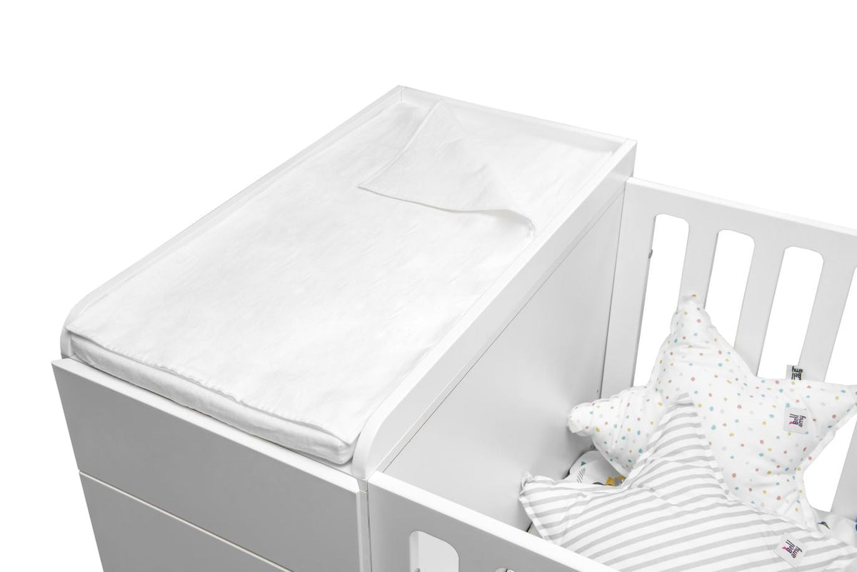 Bellamy Snowy White Leinenstoff-Wickelauflage für Kinderbett UP!, 70x38x3 cm, OEKO-TEX zertifiziert, antiallergisch