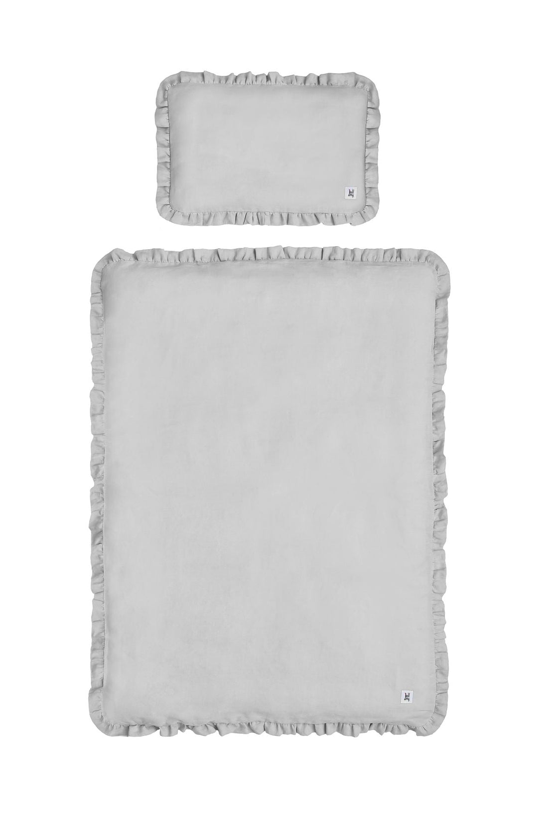 Bellamy Kinder-Leinen-Bettwäsche-Set 2-teilig in Steingrau (140x200 cm) mit Füllung, OEKO-TEX zertifiziert, hautfreundlich und atmungsaktiv