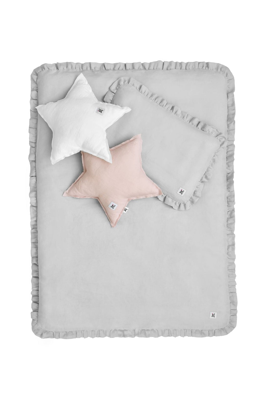 Bellamy Kinder-Leinen-Bettwäsche-Set 2-teilig in Steingrau (140x200 cm) mit Füllung, OEKO-TEX zertifiziert, hautfreundlich und atmungsaktiv