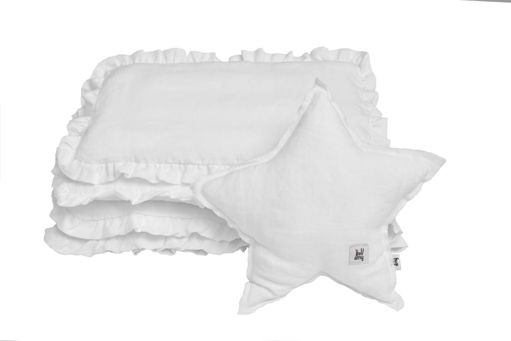 Bellamy Snowy White Kinderbettwäsche-Set 2-teilig aus natürlichem Leinen mit Füllung, 140x200 cm, OEKO-TEX zertifiziert