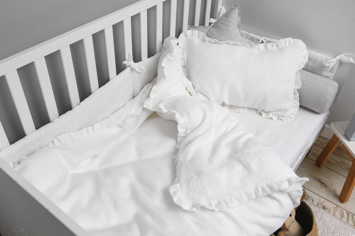 Bellamy Snowy White Kinderbettwäsche-Set 2-teilig aus natürlichem Leinen mit Füllung, 140x200 cm, OEKO-TEX zertifiziert