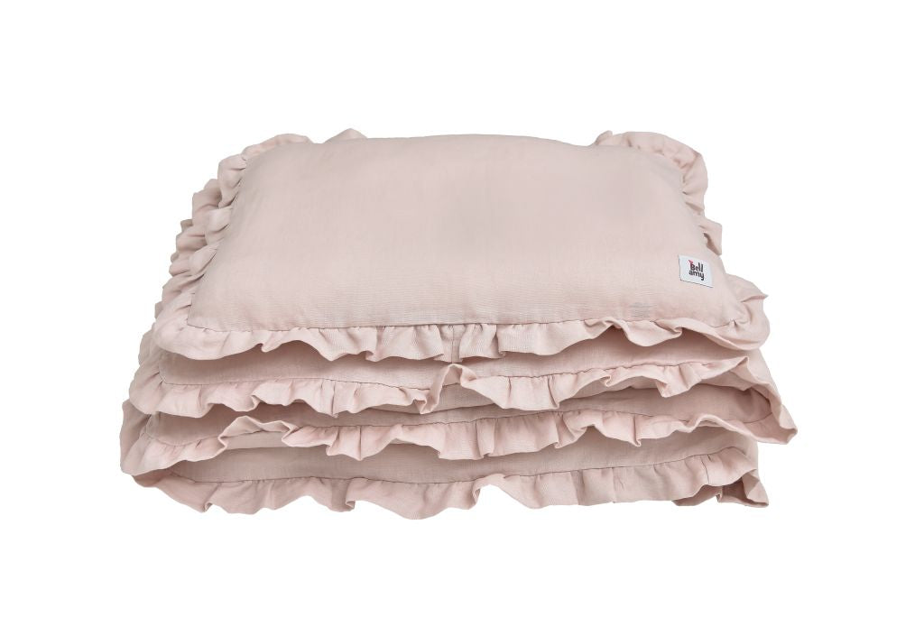 Bellamy Dusty Pink Leinen-Kinderbettwäsche 2-teilig mit Füllung 100x135 cm, OEKO-TEX zertifiziert, hautfreundlich und atmungsaktiv