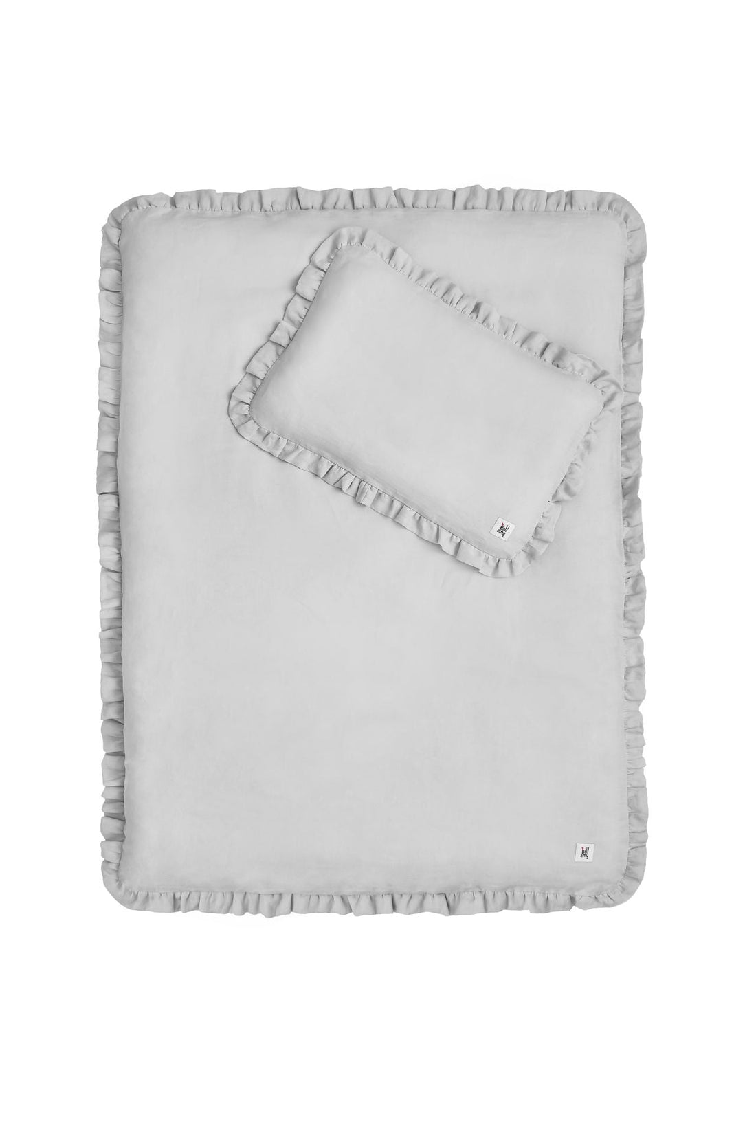 Bellamy Kinderbettwäsche-Set 2-teilig aus Leinen in Steingrau, 100x135 cm, mit OEKO-TEX-Zertifikat, Decke und Kissen für Baby und Kleinkind