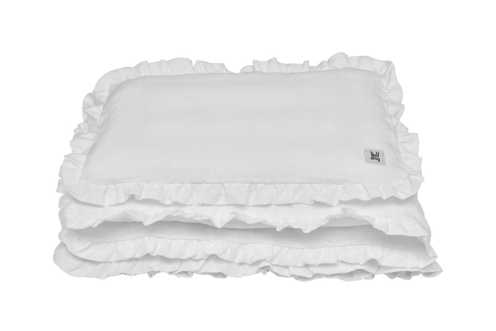 Bellamy Snowy White Leinen-Kinderbettwäsche 2-teilig mit Füllung 100x135 cm, OEKO-TEX zertifiziert, atmungsaktiv und antiallergisch