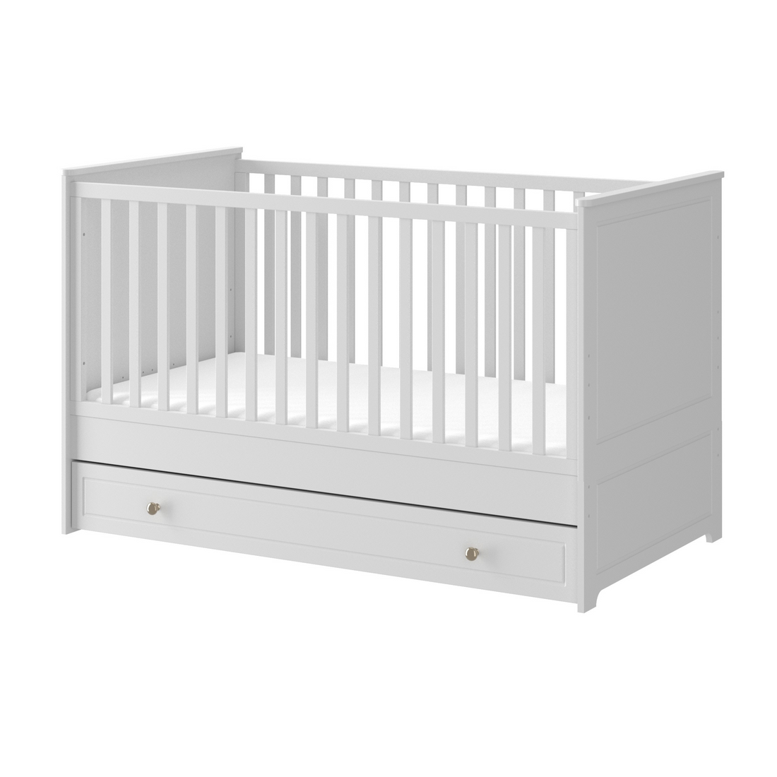 Bellamy Marylou Schublade Snow Bliss für Kinderbett 70x140 cm in Weiß mit leisen Schienen zur platzsparenden Aufbewahrung von Bettwäsche und Spielzeug
