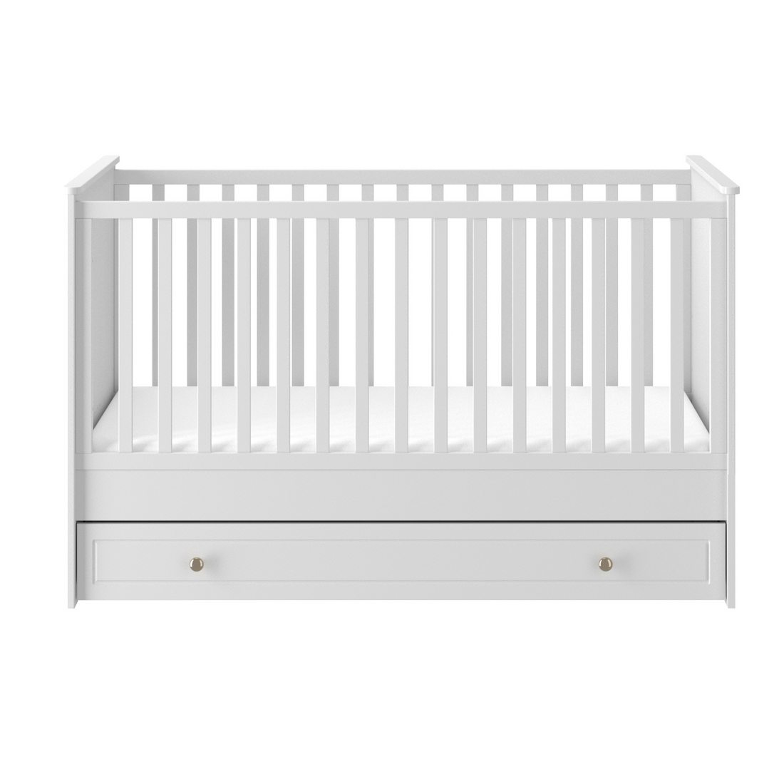 Bellamy Marylou Schublade Snow Bliss für Kinderbett 70x140 cm in Weiß mit leisen Schienen zur platzsparenden Aufbewahrung von Bettwäsche und Spielzeug