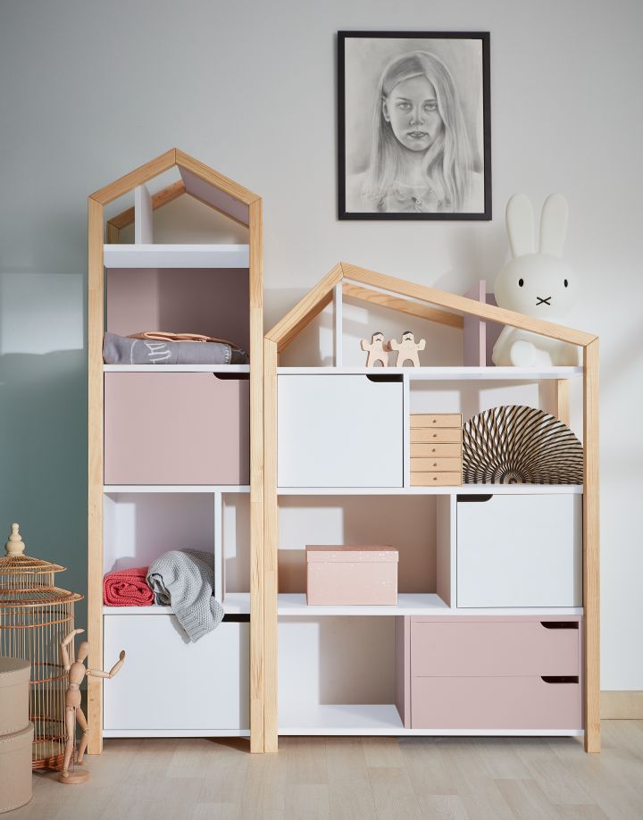 Bellamy Joey Kinderregal in Hausform mit offenen Regalen und Schränkchen