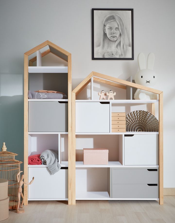 Bellamy Tatam Phoebe Kinderzimmer-Regal mit offenen Fächern, Schränkchen und Schubladen