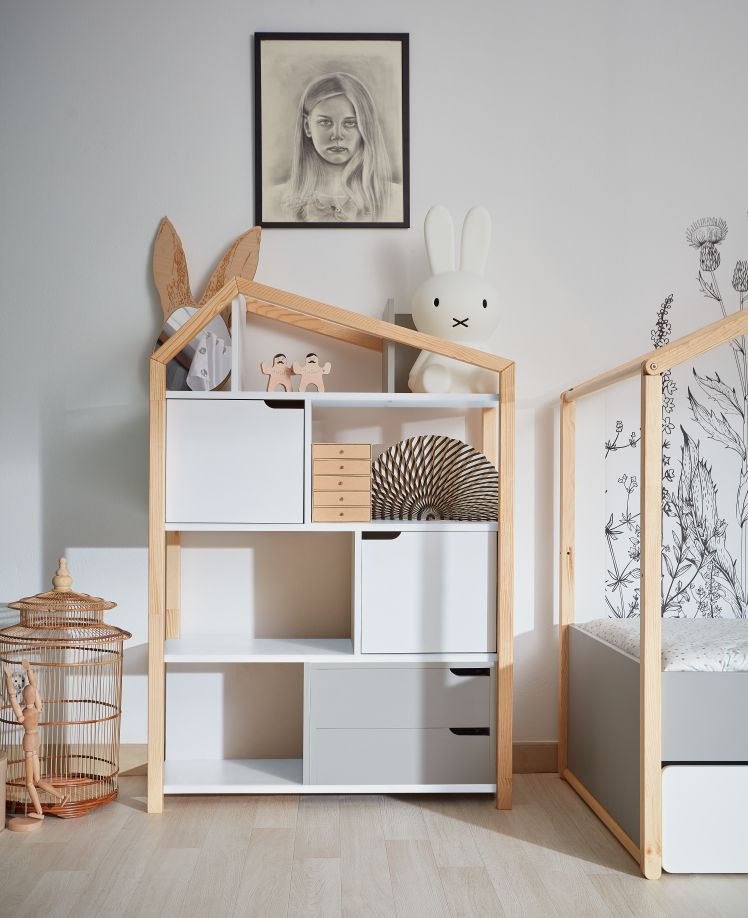 Bellamy Tatam Phoebe Kinderzimmer-Regal mit offenen Fächern, Schränkchen und Schubladen