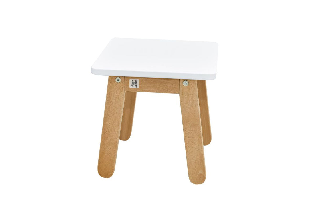 Bellamy Woody Kinderstuhl in Snow/Timeless White, minimalistischer Holzstuhl für das Kinderzimmer, 30x30,7x30 cm