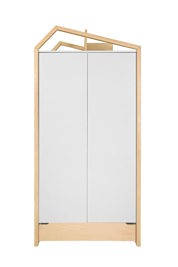 Bellamy Tatam zweitüriger Kinderzimmerschrank in Weiß, 100 cm breit und 210 cm hoch, mit verstellbaren Einlegeböden, Kleiderstangen und Schublade mit Push-to-Open-Funktion