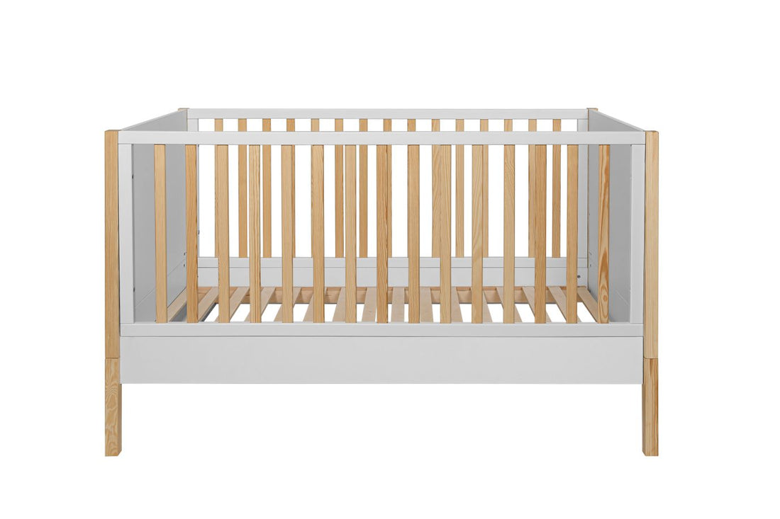 Bellamy Tatam Kinderbett 70x140 cm mit Sofafunktion aus Holz, umbaubar zum Juniorbett mit Schutzgittern, drei höhenverstellbaren Lattenrostpositionen und herausnehmbaren Sprossen