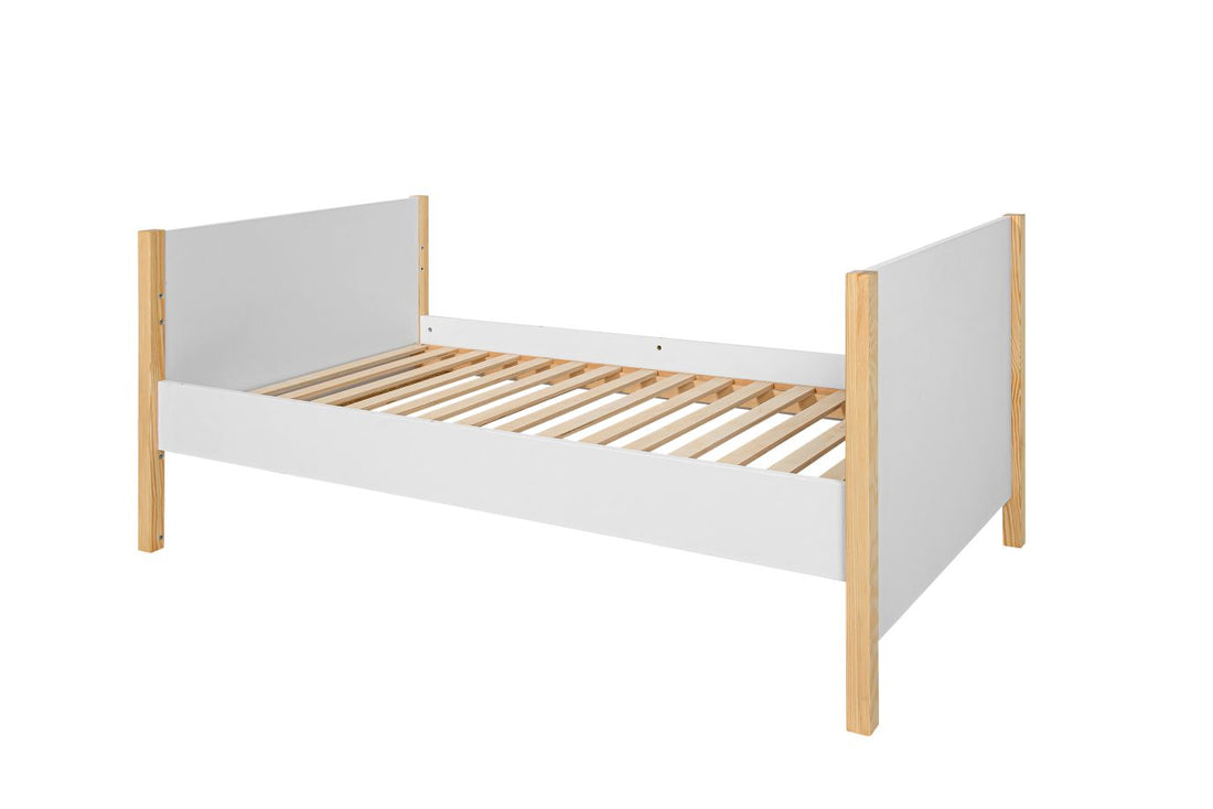Bellamy Tatam Kinderbett 70x140 cm mit Sofafunktion aus Holz, umbaubar zum Juniorbett mit Schutzgittern, drei höhenverstellbaren Lattenrostpositionen und herausnehmbaren Sprossen