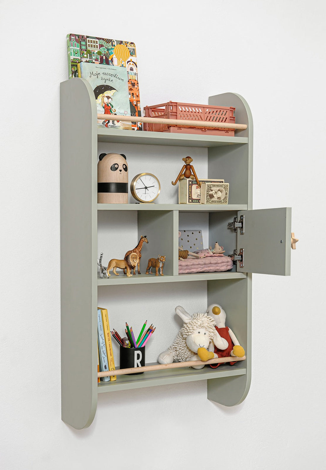 Bellamy Rainbow Wandregal mit Schrank und vier Ablagen im Kinderzimmer