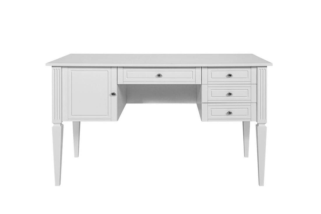 Bellamy Ines eleganter weißer Sekretär mit 4 Schubladen und Schrank (132 x 77,6 x 60 cm) für Kinderzimmer