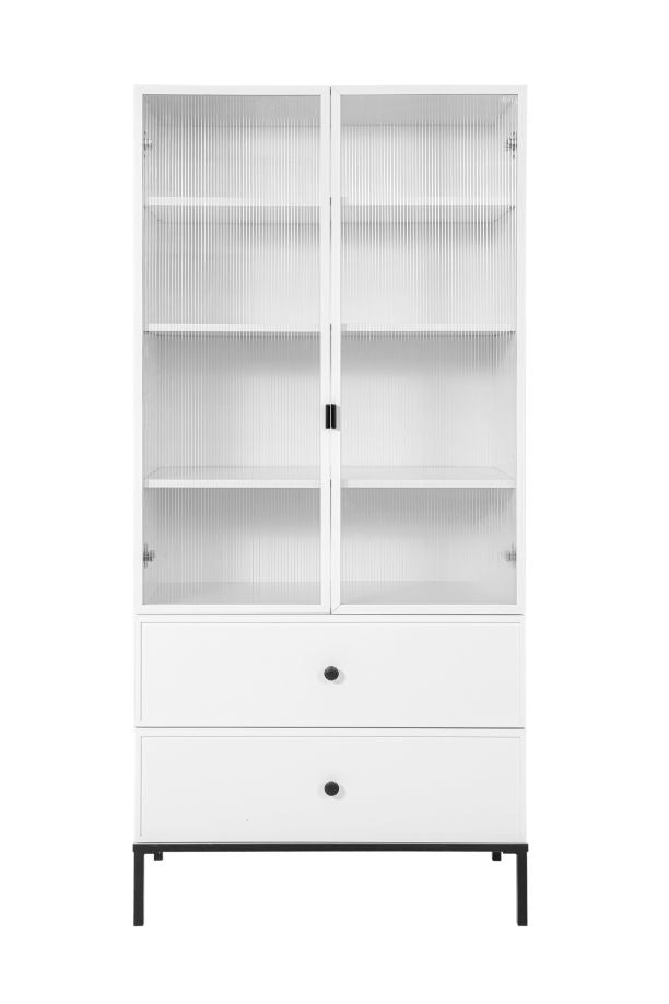 Bellamy Lumi Vitrine für Kinder, minimalistisches Bücherregal mit 2 Schubladen und 4 Regalen im Montessori-Stil, 170x80x40 cm