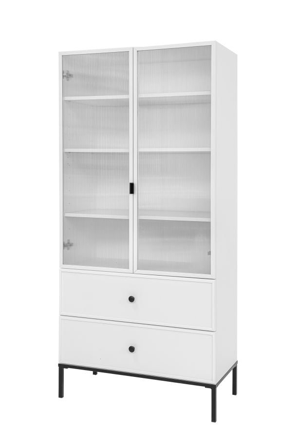 Bellamy Lumi Vitrine für Kinder, minimalistisches Bücherregal mit 2 Schubladen und 4 Regalen im Montessori-Stil, 170x80x40 cm