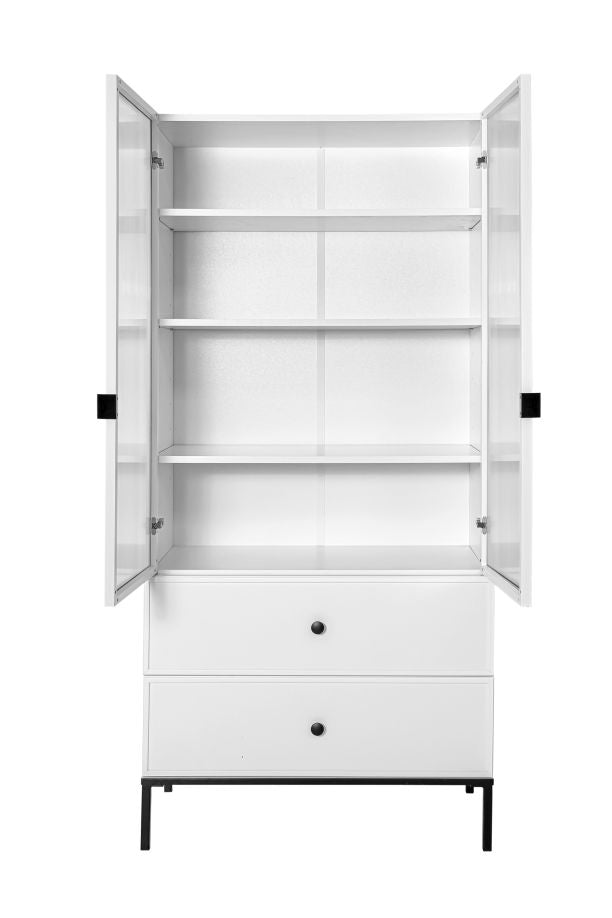 Bellamy Lumi Vitrine für Kinder, minimalistisches Bücherregal mit 2 Schubladen und 4 Regalen im Montessori-Stil, 170x80x40 cm