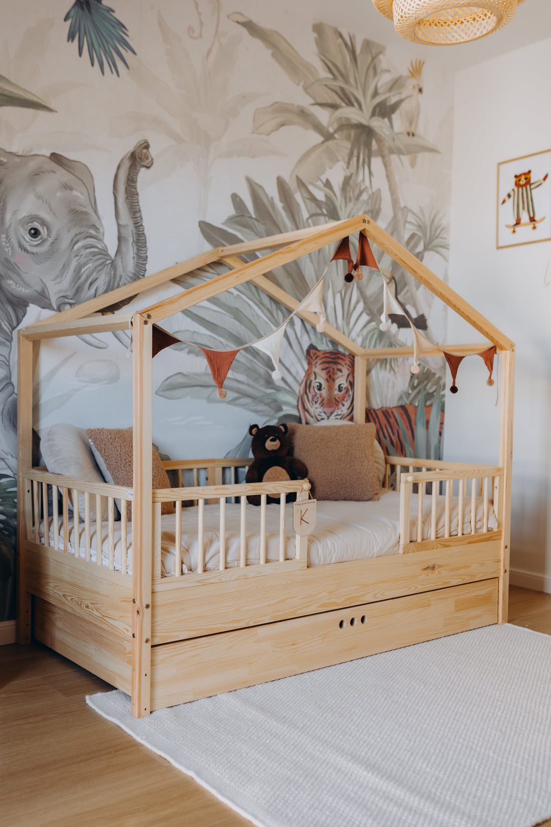 Dream Nest Hausbett 80x160 mit Rausfallschutz für Kinder