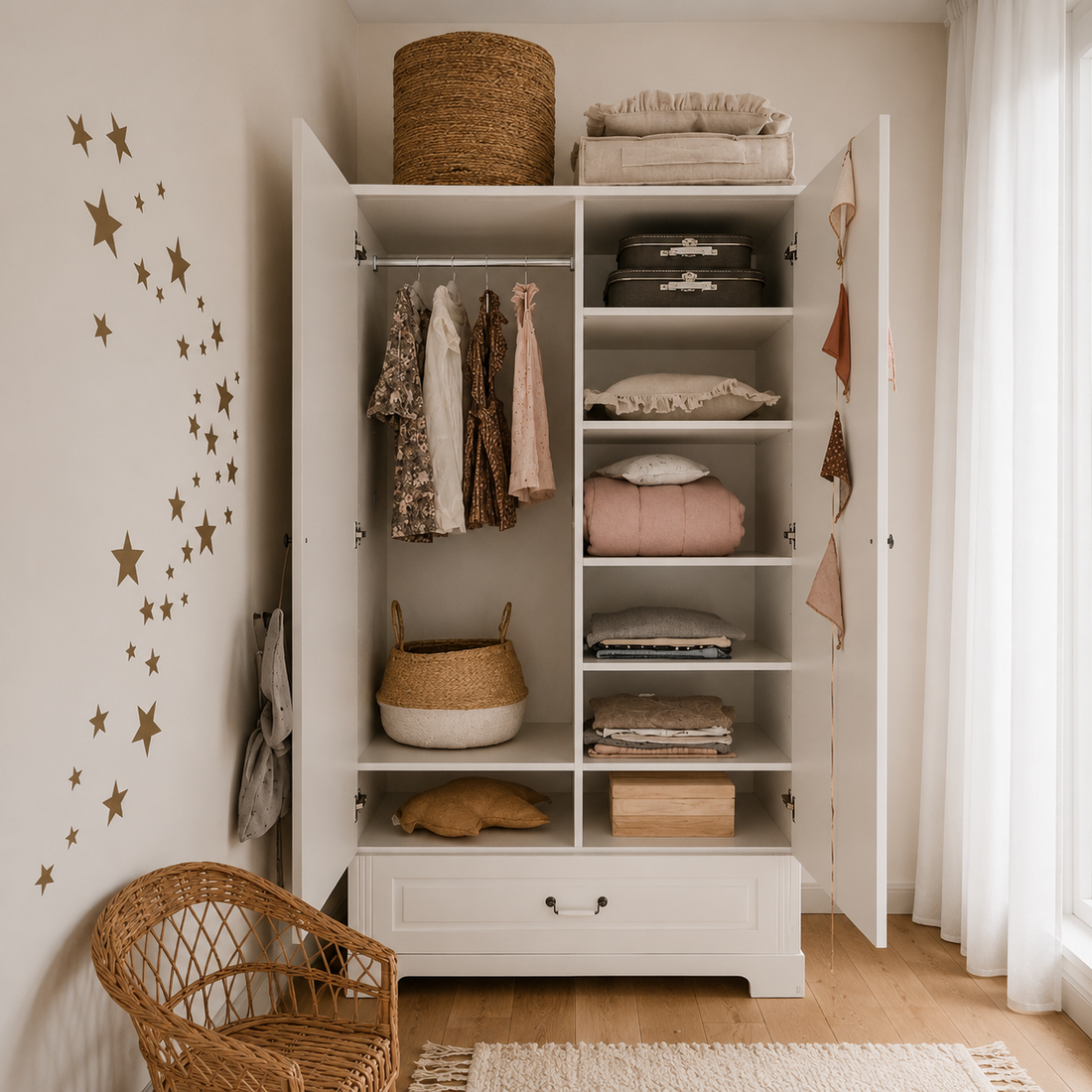 Ines Kleiderschrank 2-türig hoch für das Kinderzimmer
